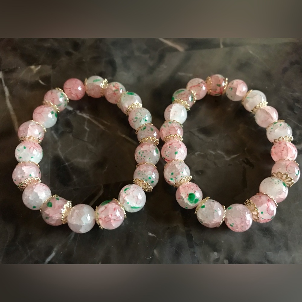 Colorful Ombre glass beaded bracelet set of 2 - Picture 2 of 2